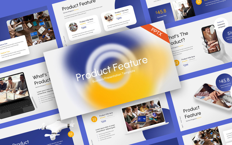 Modelo de PowerPoint profissional de recurso de produto