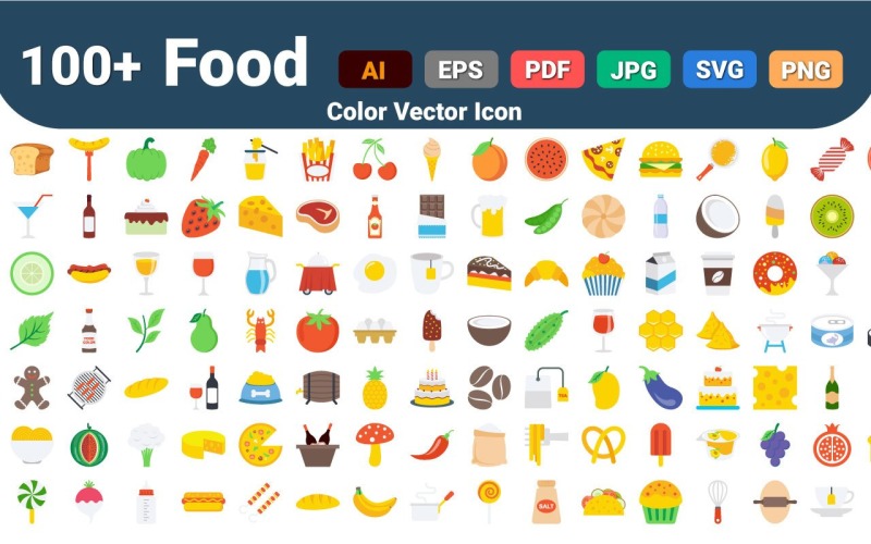 食品颜色矢量图标|人工智能 |每股收益 | SVG