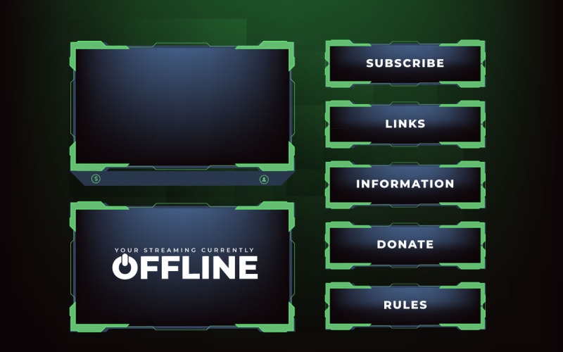 Vecteur de modèle de superposition de streaming vert