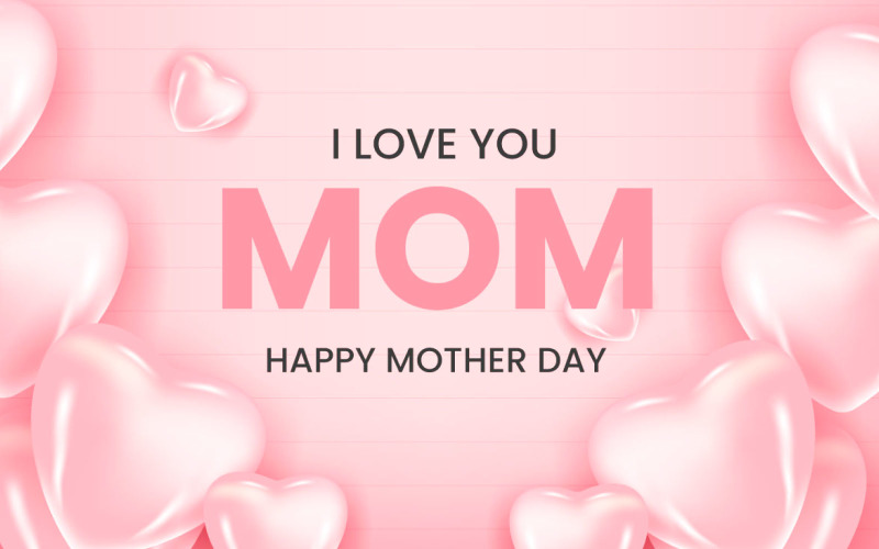 Design de cartão de dia das mães com ideia de balão rosa