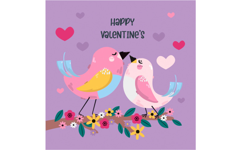 Handritad Happy Valentine's Animal Par Illustration