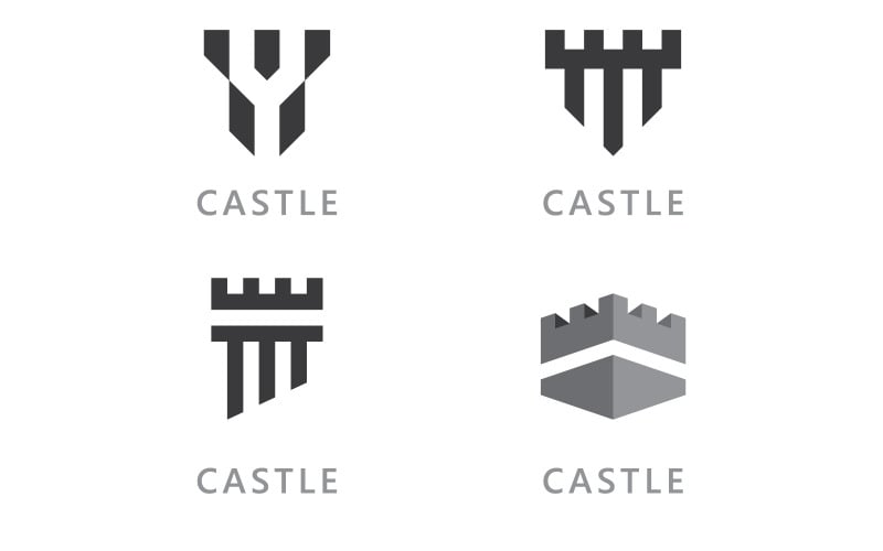 Icona del logo del vettore del castello Disegno vettoriale del modello V5