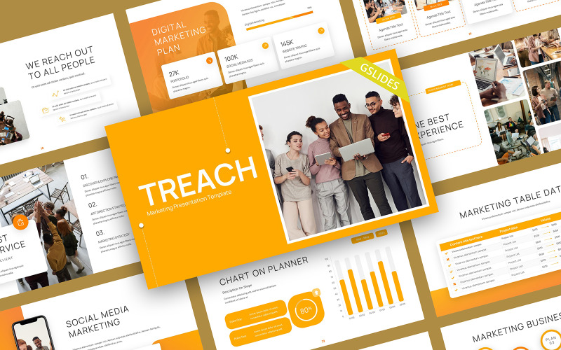 Modello di presentazione di Google per il marketing aziendale di Treach