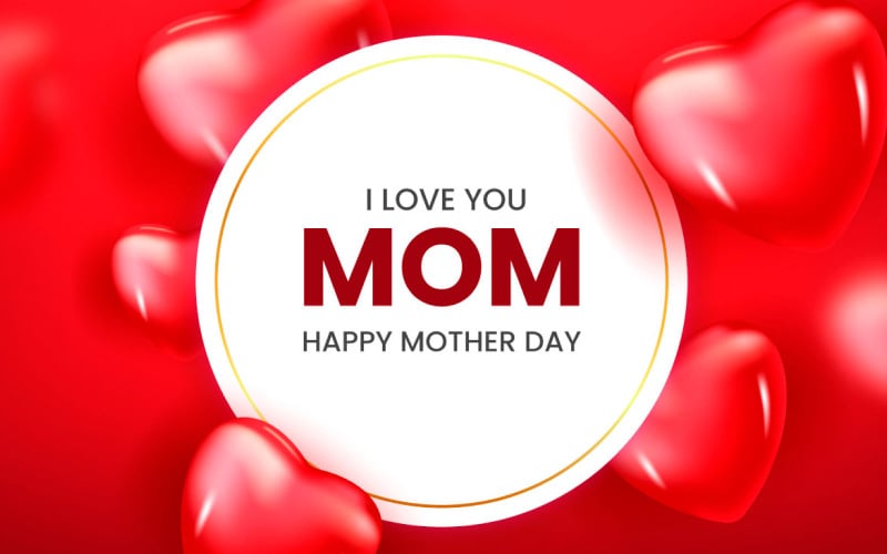 Mothers day  greeting card  design  with red balloon