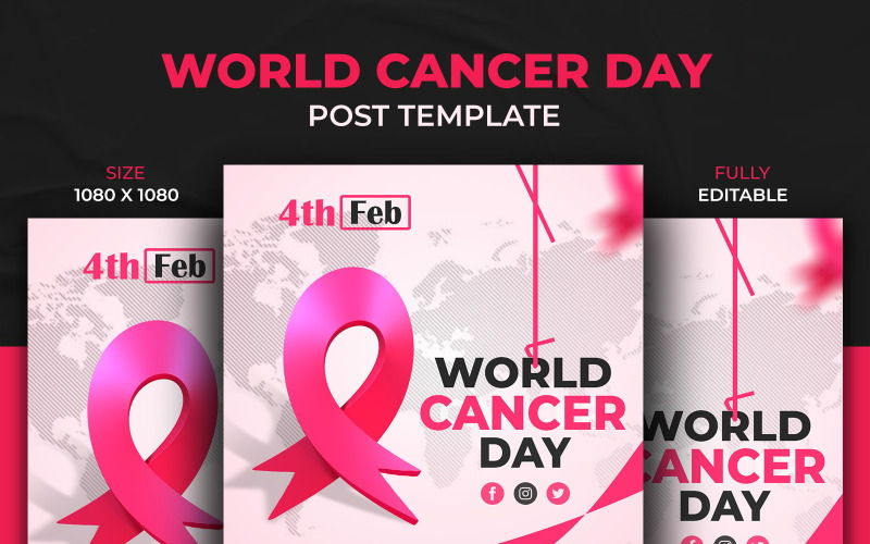 Šablona návrhu příspěvku na sociální média Světový den proti rakovině