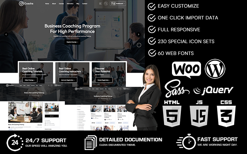 Coacha - Koučování a online kurzy Téma WordPress WooCommerce