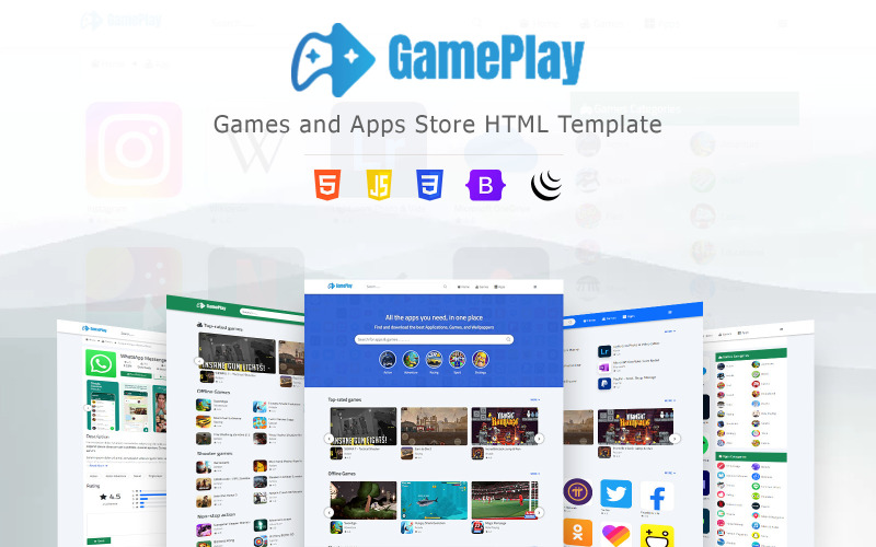 GamePlay – Játékok és App Store HTML-sablon