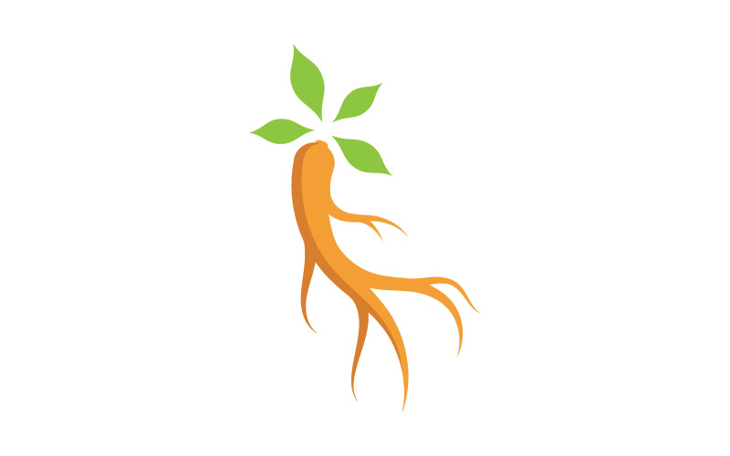 Ilustracja wektorowa żeń-szenia. Symbol logo korzenia żeń-szenia V4