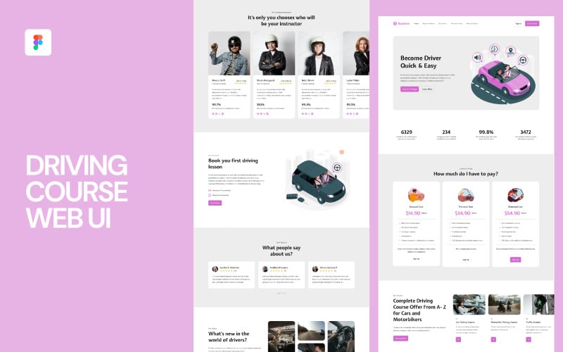 Szablon interfejsu internetowego kursu jazdy