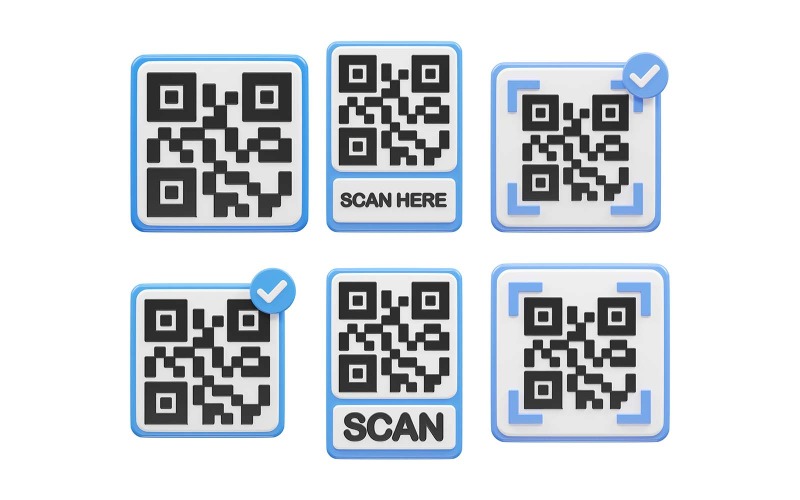 Qr kód vektorové ikony 3D vykreslování obrázku průhledný prvek