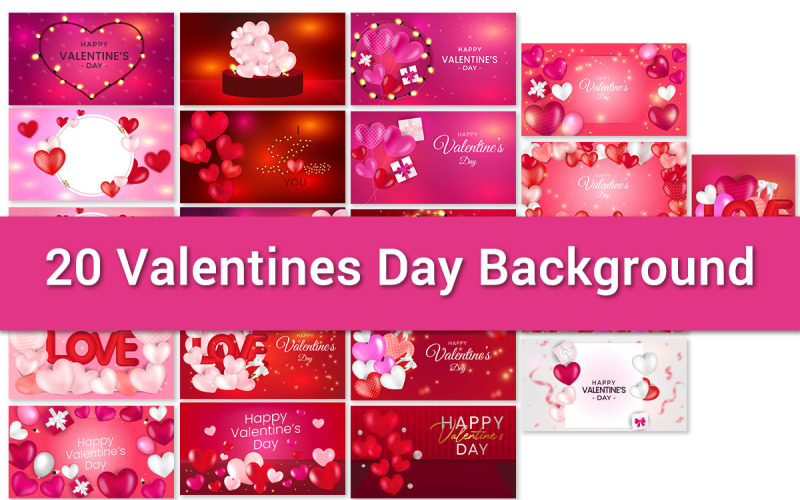 Valentinstag-Hintergrund-Set-Bundle