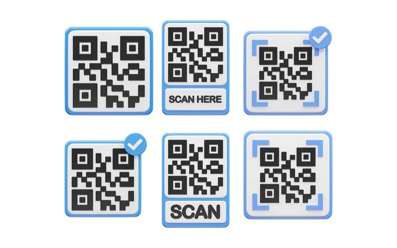 Значок Вектора Qr Кода 3D Рендеринга Иллюстрации Прозрачный Элемент