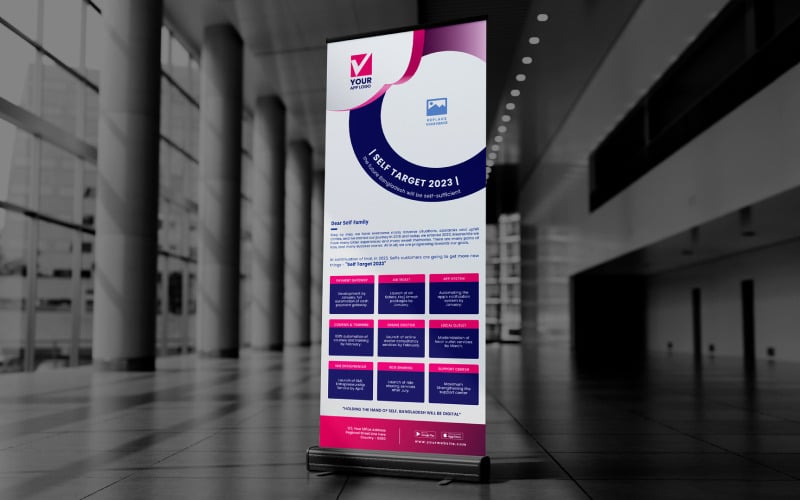 Banner promocional enrollable de la calle y plantilla de banner X