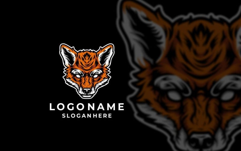Design de logotipo gráfico frontal de cabeça de raposa