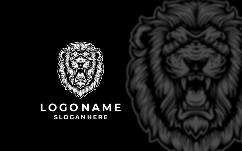 Disegno grafico del logo ruggente del leone