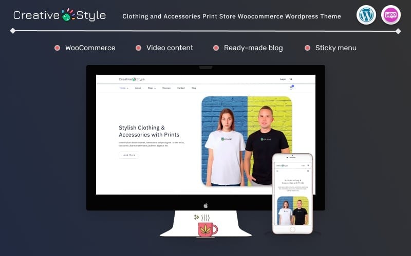 Stile creativo - Negozio di stampe di abbigliamento e accessori Tema WordPress per Woocommerce