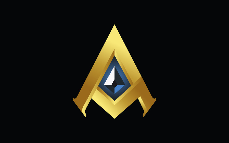 Design del logo della lettera A dorata del marchio di lusso