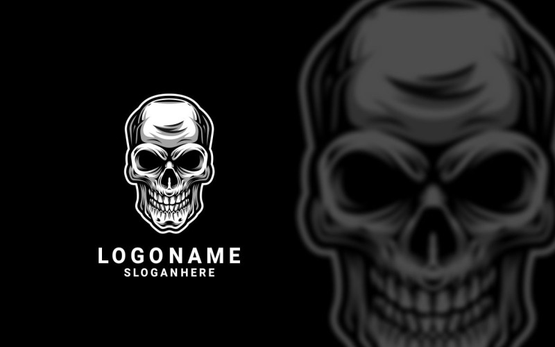 Diseño de logotipo gráfico de cabeza de calavera