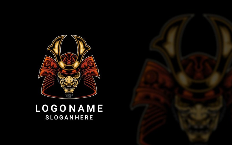 Diseño de logotipo gráfico de máscara samurai