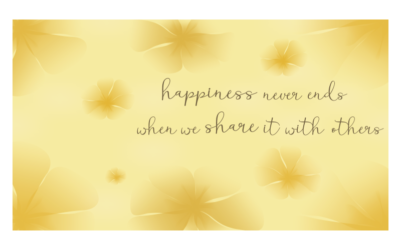 Sfondo giallo con messaggio ispiratore sulla felicità