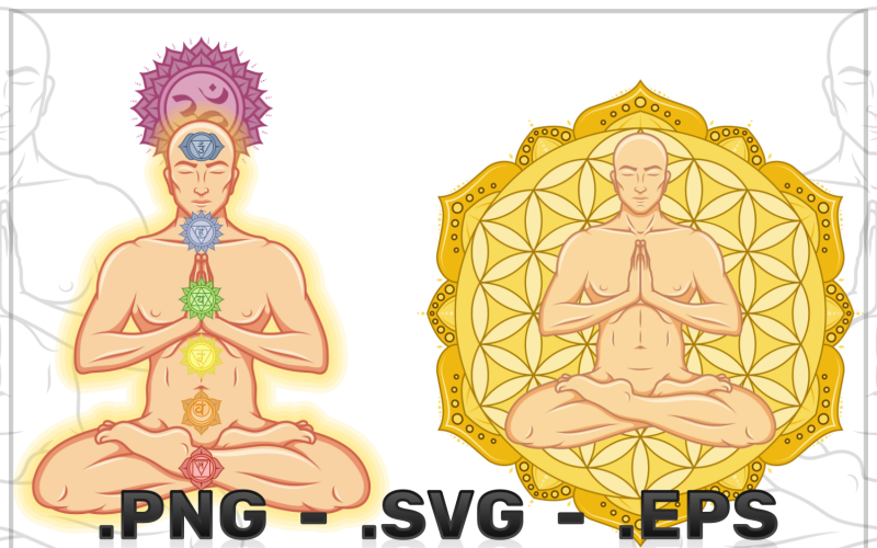 Conception de vecteur homme méditant avec des fleurs