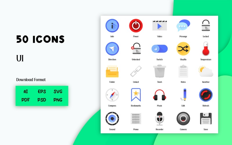 Mega Icon Pack: 50 icone dell'interfaccia utente