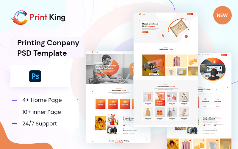 PrintKing - Printing Company and Design Service PSD Template