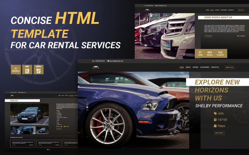 Roadside Rentals - Autoverhuur Eenvoudige HTML-websitesjabloon met donkere kleuren