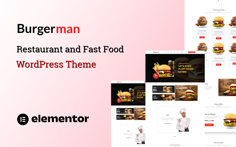 Burgerman - Burger Restaurant und Fast Food One Page WordPress Theme