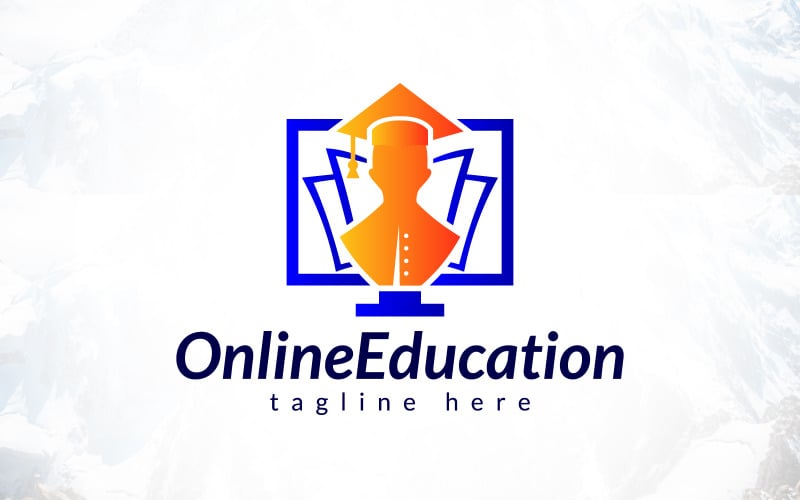 Design del logo dell'istruzione online per l'apprendimento digitale