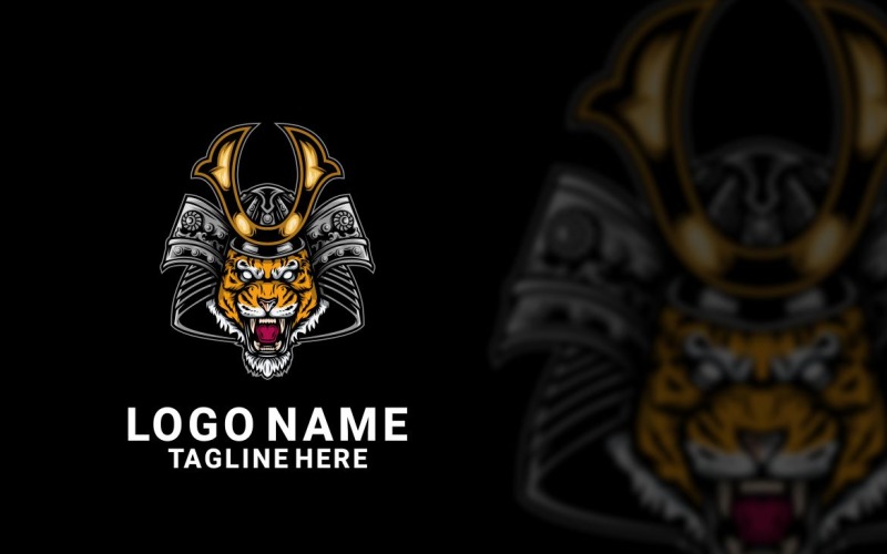 Diseño de logotipo gráfico Samurai tigre