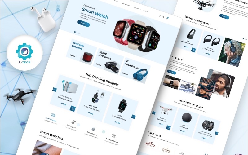 E-Tech-Vorlage – Benutzeroberfläche Adobe XD