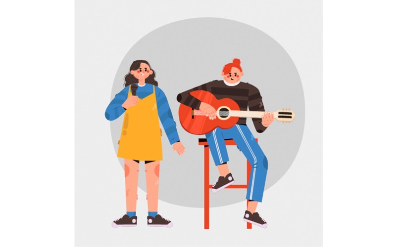 Girls Band Muzikant Illustratie