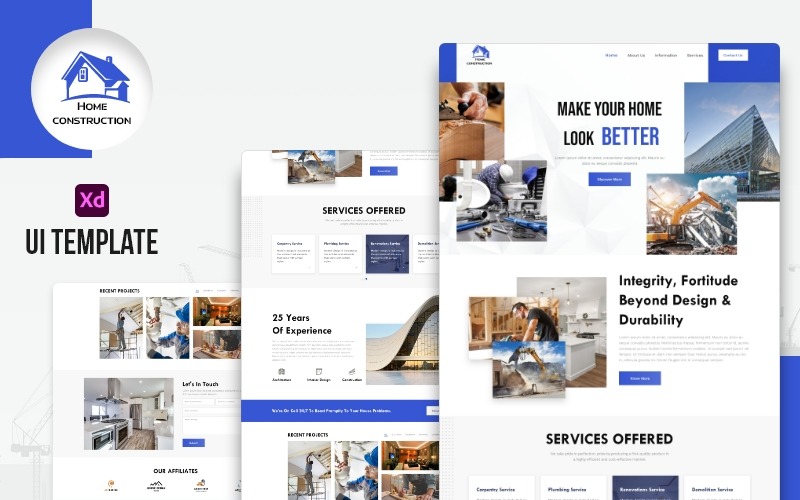 Home Construction Template UI Adobe XD TemplateMonster Home Construction Template UI Adobe XD TemplateMonster