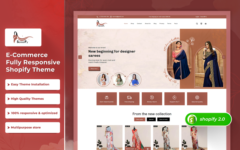 Sareeify - Multipurpose Premium Fashion Shopify 2.0-thema