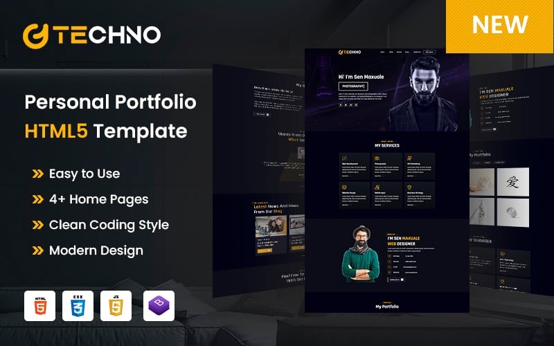 Techno Personal Portfolio Bootstrap HTML5-Website-Vorlage