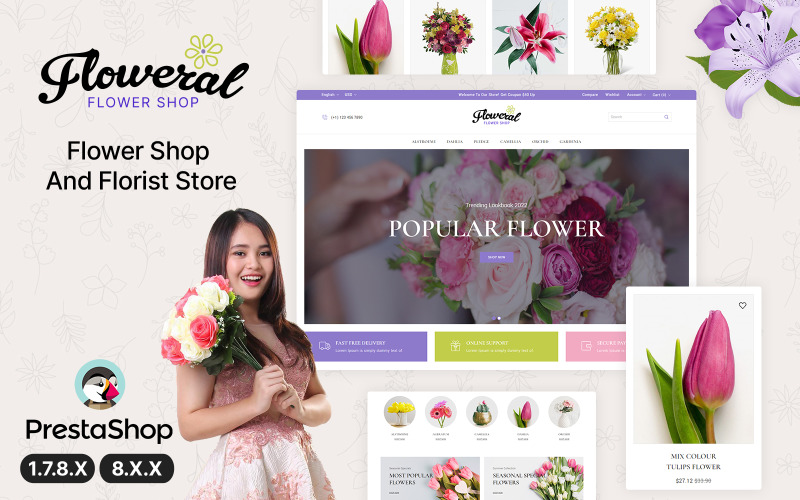 Floweral – тема PrestaShop для квітів і подарунків