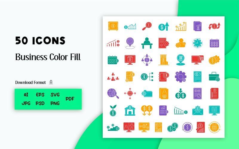Pacote de ícones: Business Color (50 ícones)