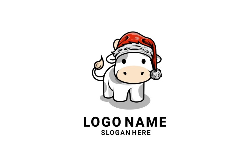 Graficzny projekt logo krowy Świętego Mikołaja