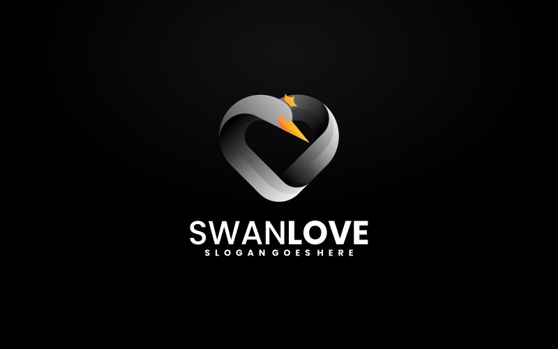 Logotipo colorido com gradiente de amor de cisne
