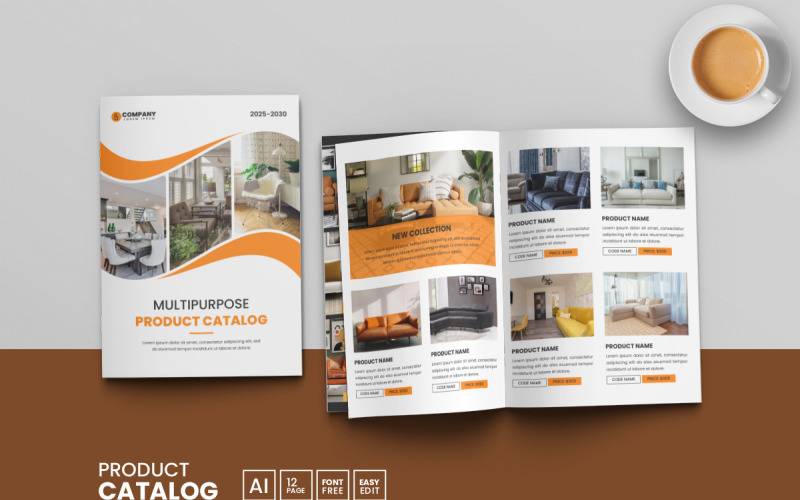 Modello di progettazione del catalogo prodotti e layout del catalogo della brochure aziendale minima