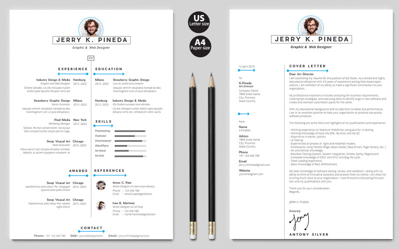 Ontwerper/ontwikkelaar/fotograaf Clean CV-sjabloon