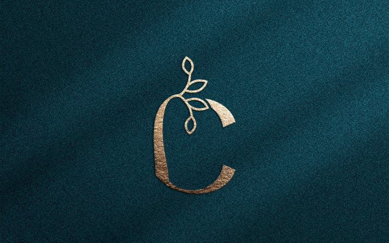 Logotipo de belleza de corona de hoja natural de oro rosa C