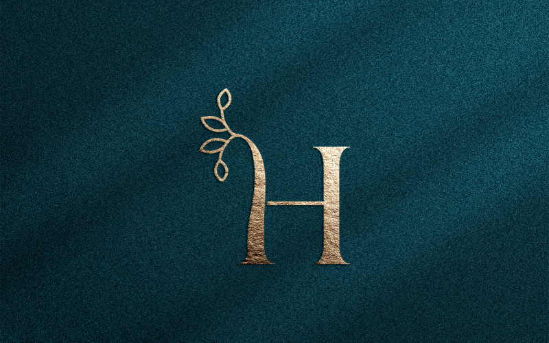Розовое золото Природа Листья Корона Красота Логотип H