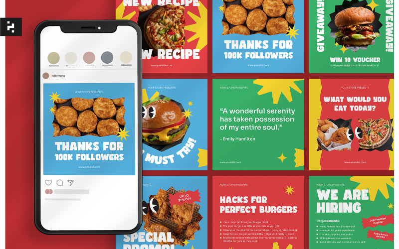 Food Instagram Post Retro Theme