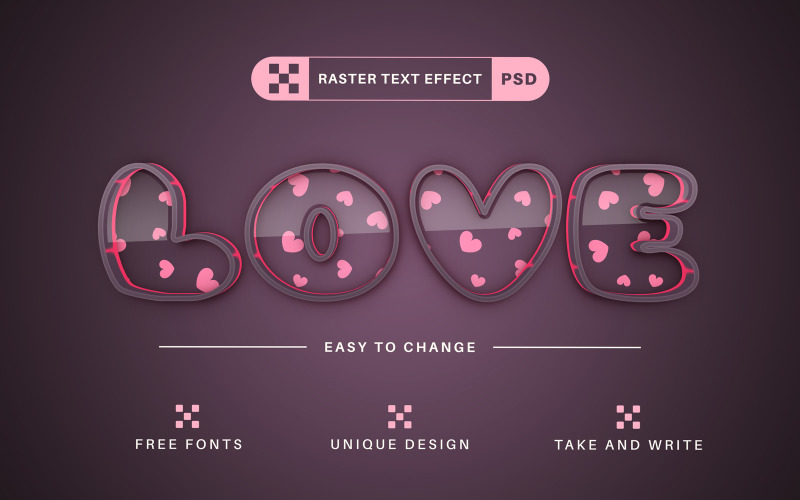 PSD Love - текстовий ефект, стиль шрифту, який можна редагувати