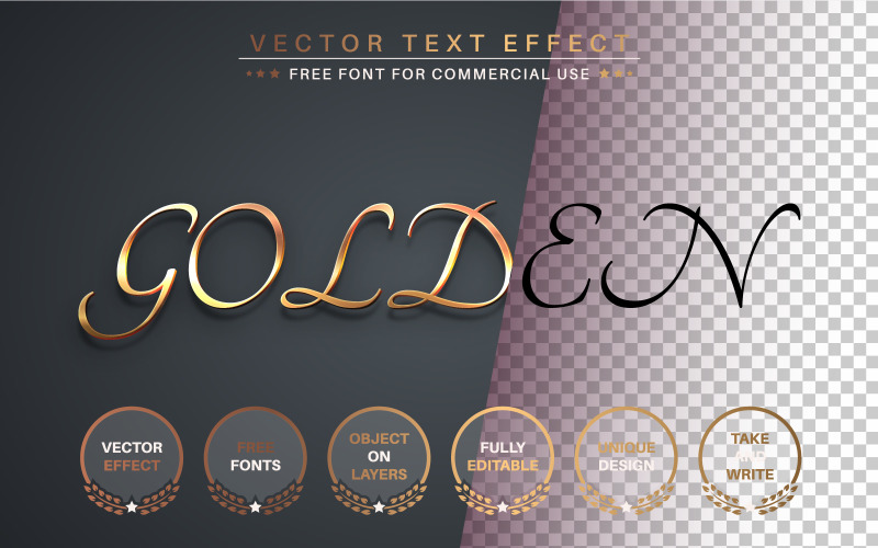 Золотий - текстовий ефект, стиль шрифту, який можна редагувати