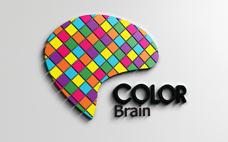 Diseño de logotipo de color de cerebro geométrico creativo y único