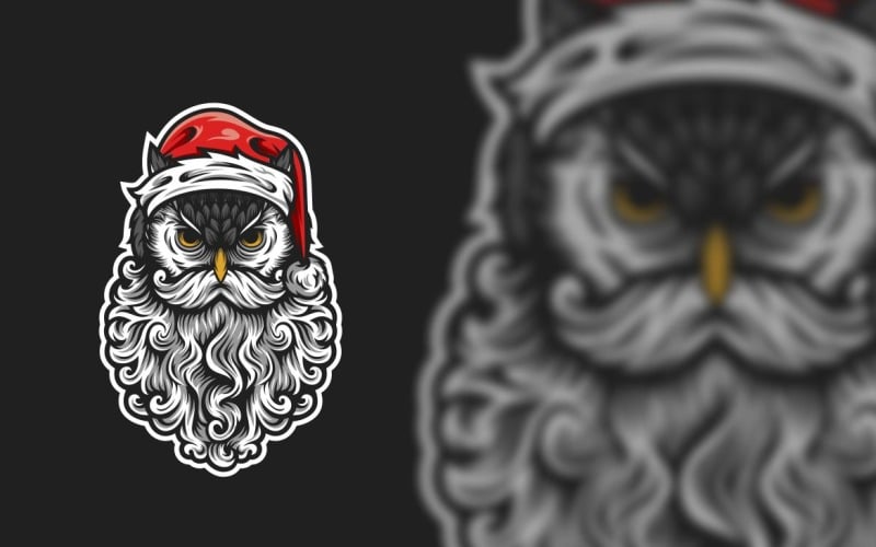 Owl Santa Graphic Logo Design