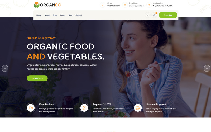 Organco – Élelmiszerboltok és bioélelmiszerek WordPress téma